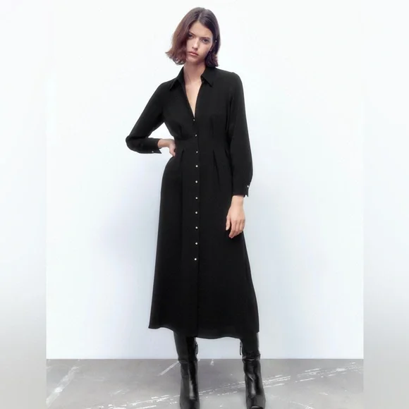 Zara Black Midi Dress - Picture 2 of 10